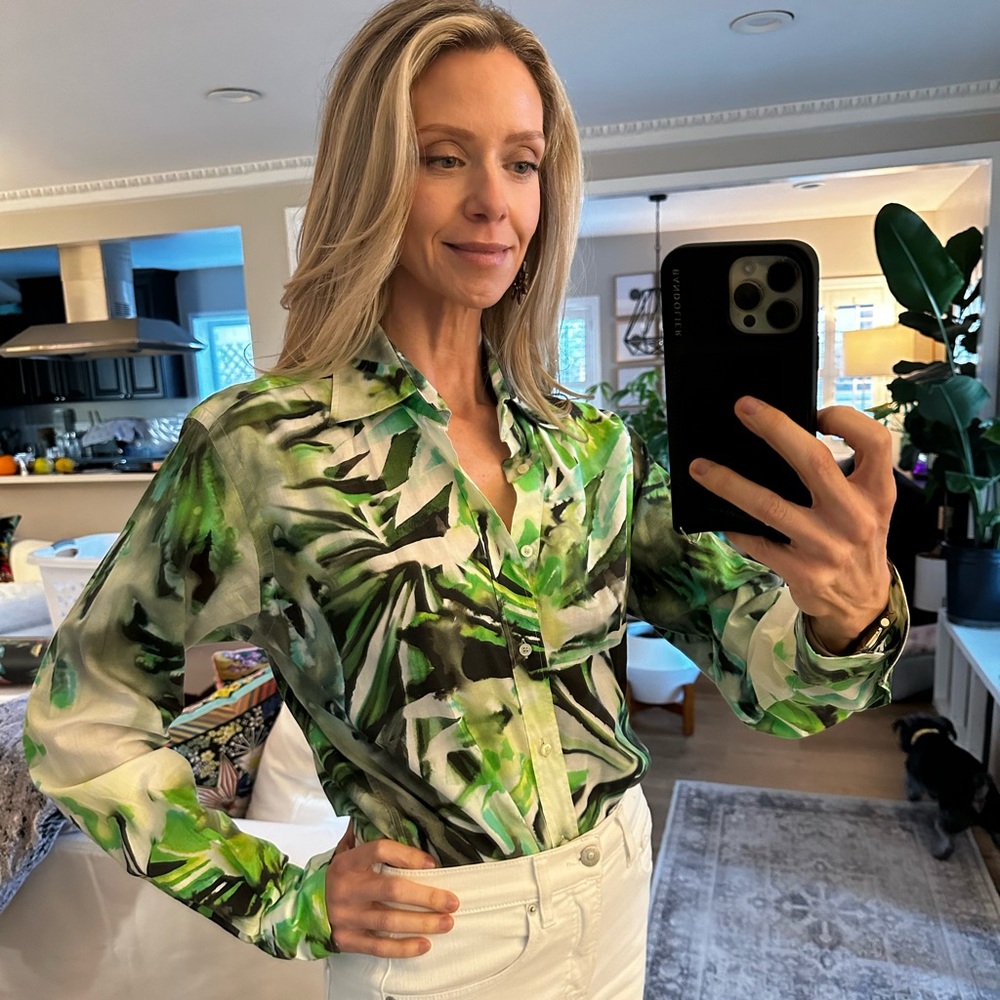 Etro Palm Watercolor Cotton Blouse